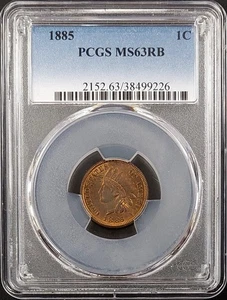 1885 Indian Head Cent certified MS 63 RB by PCGS! - Picture 1 of 4