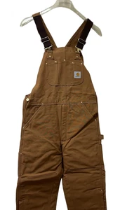 Vtg Carhartt Duck Zip to Knee Bib Overalls Quilt Lined R02 BRN 50 X 28 NEW NOS - Picture 1 of 8