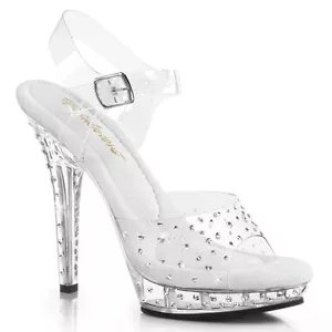 FABULICIOUS LIP-108RS Women's White 5" Heel Platform Ankle Strap Sandal Shoes - Picture 1 of 6