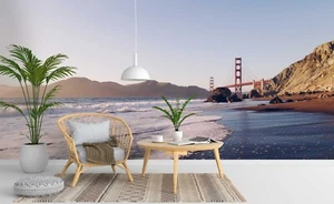 3D Bridge Mountain River Self-adhesive Removeable Wallpaper Wall Mural - Picture 1 of 8