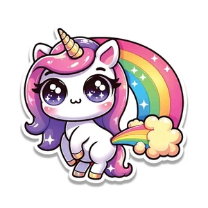 Rainbow Poop Chibi Unicorn Vinyl Sticker for Suitcases Bottle Laptop Gift - Picture 1 of 3