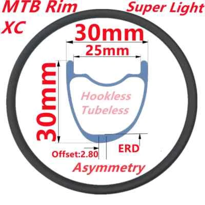 Llantas de bicicleta de montaña de carbono 29er 27,5er MTB llantas de bicicleta sin cámara sin orificio externo Foto 1 de 4