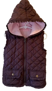 EUC! Kids Headquarters (Macys) Quilted Fleece Lined Vest Size 4 Brown with Pink - Picture 1 of 3
