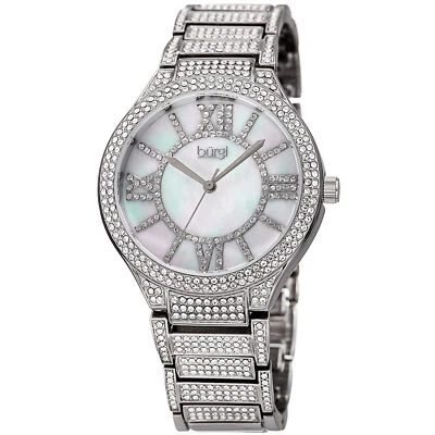 Relógio feminino Burgi BUR185SS pulseira de aço inoxidável tom prata cristal - Imagem 1 de 4