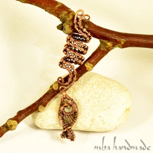 Spiral Antiqued Copper Viking ''Fish'' Hair Beads Beard Dreadlock Hair Accessory - Picture 1 of 4