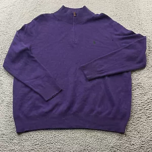 Polo Ralph Lauren 1/4 Zip Pullover Mens 1XB Purple Merino Wool Knit Sweater - Picture 1 of 16