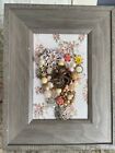 Vintage Jewelry Artwork Flower Bouquet 4x6 Frame Shabby Chic Gift