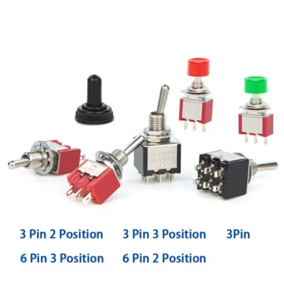 MTS 6MM Mini Kippschalter 3/6 Pin 2 polig (Ein/Aus) 3 polig (Ein/Aus/Ein) - Bild 1 von 4