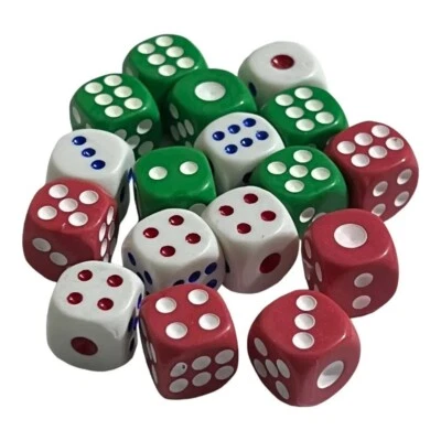 18 Pack Coloured Dice Spot 3 Colours Weight Gloss D6 Dice Set Replace Dice Set - Image 1 of 4