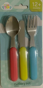 Children/Kids Cutlery Set 3 X cutlery Fork Spoon Knife BPA Free Dishwasher Safe - Picture 1 of 5
