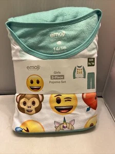 Girls Pajama Set Emoji Print 2-Piece - Picture 1 of 13