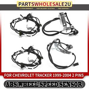 4x Front& Rear ABS Wheel Speed Sensor for Chevrolet Tracker 1999 2000-2004 2-Pin