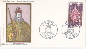 Enveloppe 1er jour Histoire de France Charlemagne 1966 PAC - Picture 1 of 2