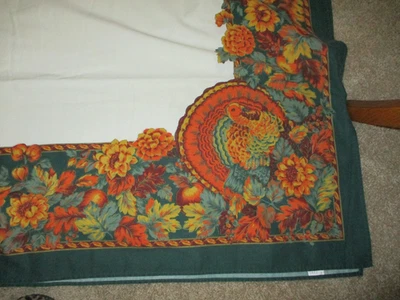 Large Fall Thanksgiving Table cloth 100" X 62" With Turkey design - Image 1 of 4