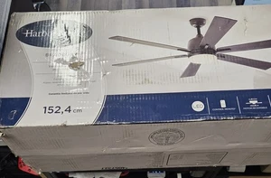 Harbor Breeze Bradbury Bronze 60" LED Ceiling Fan w/ Light & Remote 6 Blade NEW - Picture 1 of 2