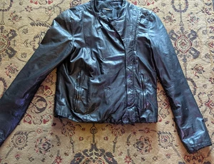 Vintage Diesel y2k SCHWARZ GOLD Lammfell Leder Cafe Racer Motorrad Jacke SM - Bild 1 von 13