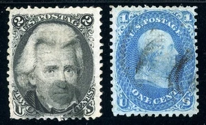 USAstamps Used FVF US 1868 Grilled Scott 86, 87 SCV $650 - Picture 1 of 2