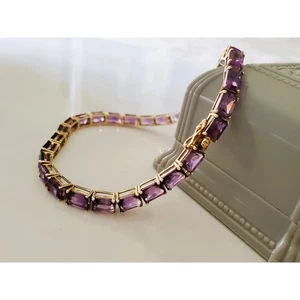 Vintage Armband 14 Karat Gold Amethyst Quadratschliff - Bild 1 von 10