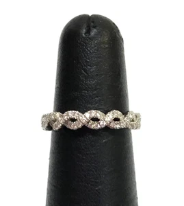 (MA3) Anello Vera Wang Love Collection Oro Bianco 14k 3,4g Diamanti Fascia Intrecciata 6 - Foto 1 di 6