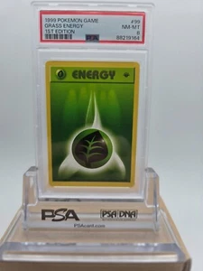 1999 POKEMON BASE SET 1ST EDITION SHADOWLESS #99 GRASS ENERGY PSA 8 NM-MT - Picture 1 of 1