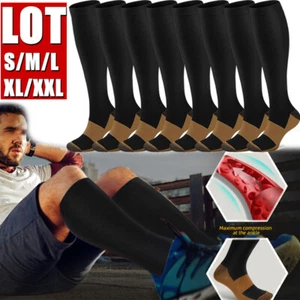 3/6/12 Pairs Compression Socks 20-30mmHg Graduated Support Unisex Knee High - Picture 1 of 19