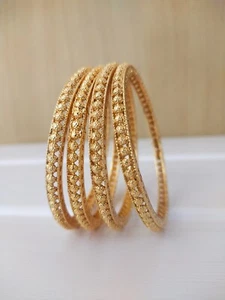 Indian Bollywood Style Pearls Bangle Gold Plated 4 Piece Bangle Gift Jewelry - Picture 1 of 4