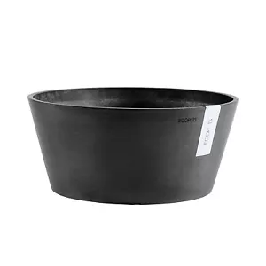Ecopots Frankfurt Modern Round Recycled Composite Flower Planter, Dark Grey, 12” - Picture 1 of 7