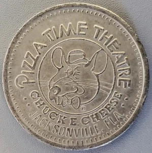 1981 Jacksonville, FLA. Chuck E Cheese 25c Play Value Nickel Token +++ VF #164N - Picture 1 of 5