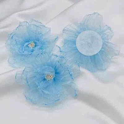 3 1/2"wide Handmade Chiffon Fabric Artificial Flower price for 1 pc select color - Image 1 of 3