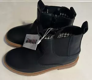 Kids DADAWEN Unisex Tan / Black ankle boots Ankle Zipper Chelsea BootSize 2 1/2 - Picture 1 of 12