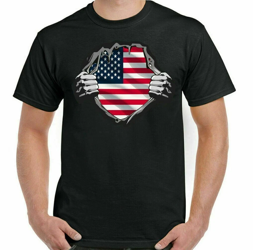 USA Drapeau T-Shirt Américain Amérique Football Baseball Basketball Haut - Photo 1/1