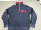 Patagonia Jacket Mens Medium Blue Outdoor Pullover Snap T Organic Cotton Quilted