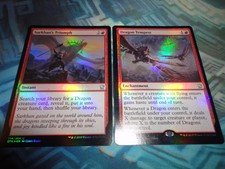 MTG Magic Foil Dragon Tempest & Sarkhan's Triumph both EX/LP+ Dragons of Tarkir