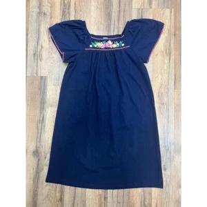 GAP Kids Large Girls Navy Blue Embroidered Floral Top 100% Cotton Made in India - Picture 1 of 7
