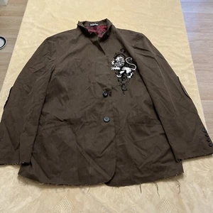 Affliction Distressed Blazer Jacket Size Large XL 48-50 Brown Denim Pre Owned - Picture 1 of 21