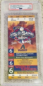 RANDY JOHNSON 2001 WORLD SERIES AUTOGRAPH TICKET PSA/DNA RARE LOW POP GEM 10 - Picture 1 of 4