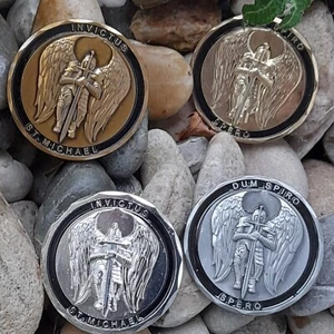 4x collector's coin talisman police archangel St. Michael patron thin blue line - Picture 1 of 1