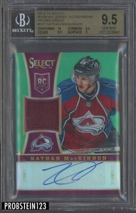 2013-14 SELECT ROOKIE JERSEY AUTO NATHAN MACKINNON BGS 9.5/10   GREEN /5 RARE
