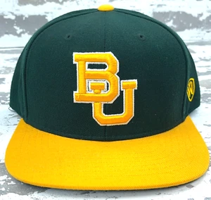 Baylor Bears Snapback Hat Cap Green Yellow Wool Blockhead University Plain Logo - Picture 1 of 10