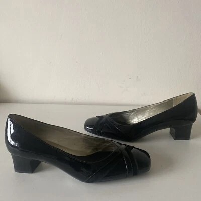 Clarks Black Patent Low Heel Court Shoes Size 5.5 EE - Image 1 of 4