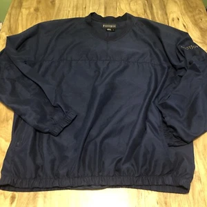 FJ Footjoy Golf Jacket Mens Large Pullover Windbreaker Lightweight Navy Pockets - Picture 1 of 9