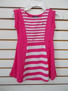 Girls Nautica $34.50 Fuchsia & White Striped Dress Size 4 - 6X - Picture 1 of 3