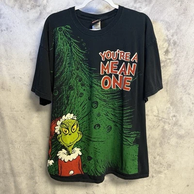 Vintage Dr Seuss The Grinch T Shirt Mens XL 23.5x29 AOP Christmas 2001 Y2k - Image 1 of 4