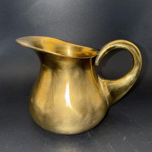 Vintage Unique Small Solid Brass Pitcher Hand Made in India 4.25”H x 6”W - Picture 1 of 7