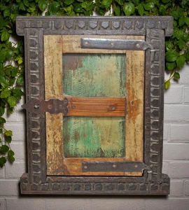 Antique Wooden Wall Décor Window Panel Frame Original Old Hand Crafted - Picture 1 of 6