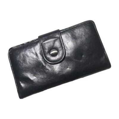 HOBO International Danette Cuero Negro Doble Cartera Muñequera Cierre a Presión Foto 1 de 4