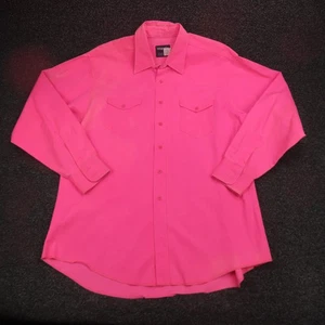 Wrangler Brushpopper Hemd Herren 17,5 35 Neon Pink Western Knopfleiste X-Long Tails - Bild 1 von 12