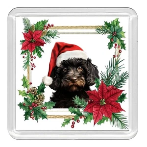 Cockapoo Dog Christmas Hat Acrylic Coaster Novelty Drink Cup Mat Great Gift - Foto 1 di 1