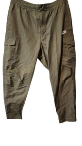 Nike Cargo Pants Mens XL Green Elastic Waist Drawstring Pockets Swoosh Nylon - Picture 1 of 9