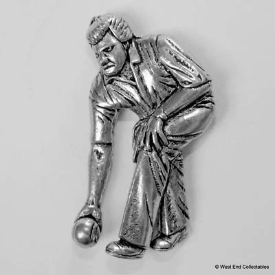 Bowling Bowler Pewter Pin Brooch -UK Handcrafted Lapel Badge- Lawn Carpet Bowls - Image 1 of 3